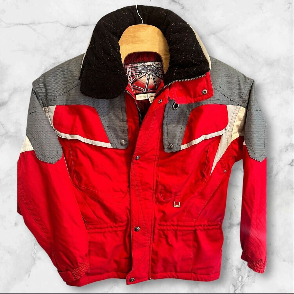 Vintage 90's Spyder Ski Snow Jacket Sz XL Red Winter Hood